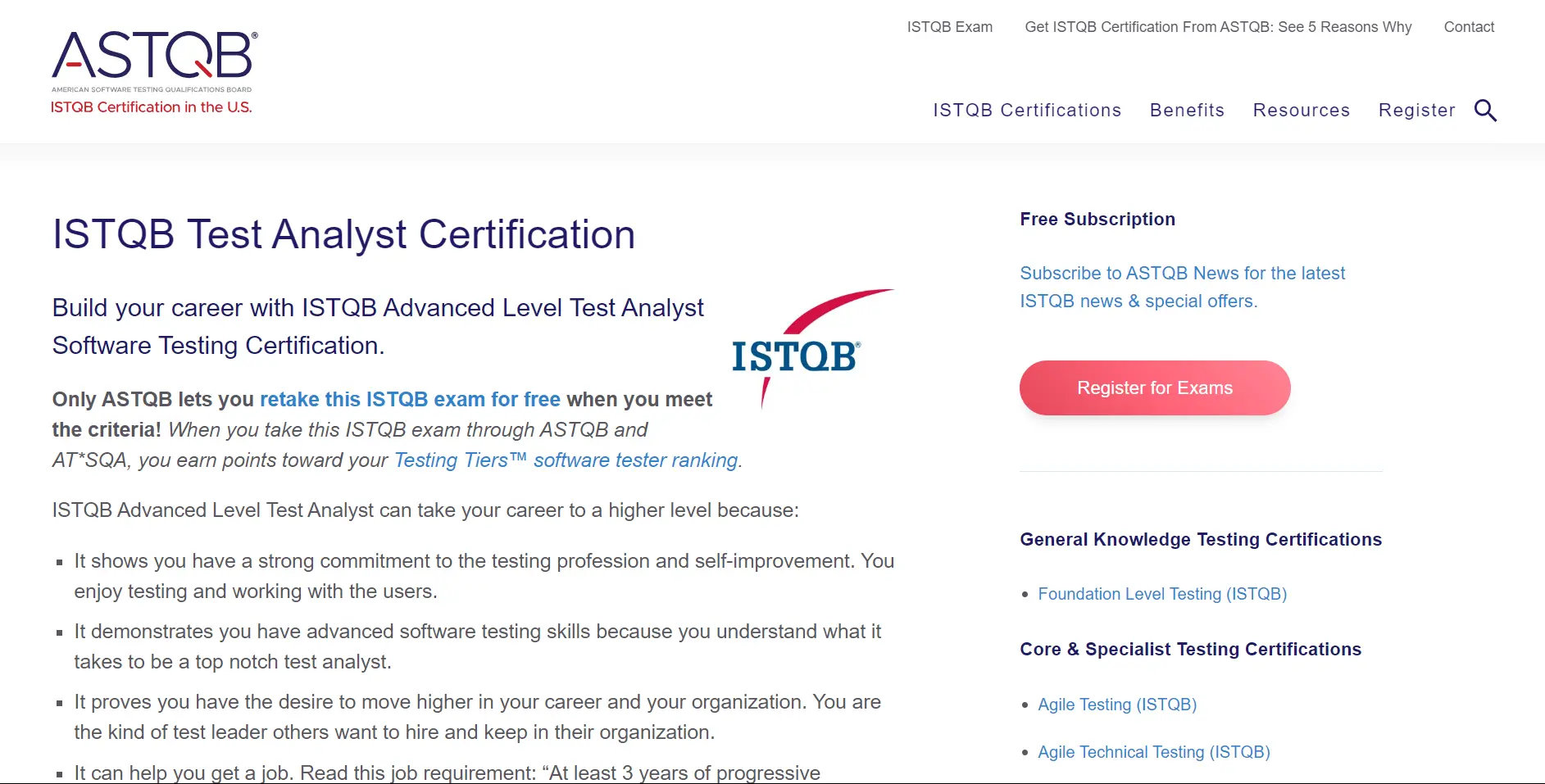 ISTQB Advanced Level Test Analyst Certification